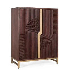 Meuble bar en bois manguier et métal