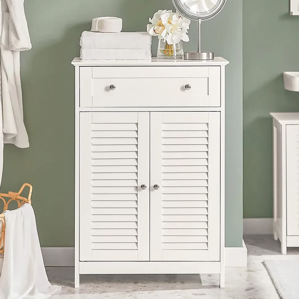 Meuble Bas de Salle de Bain Armoire Toilette Buffet Commode, FRG238-W, SoBuy