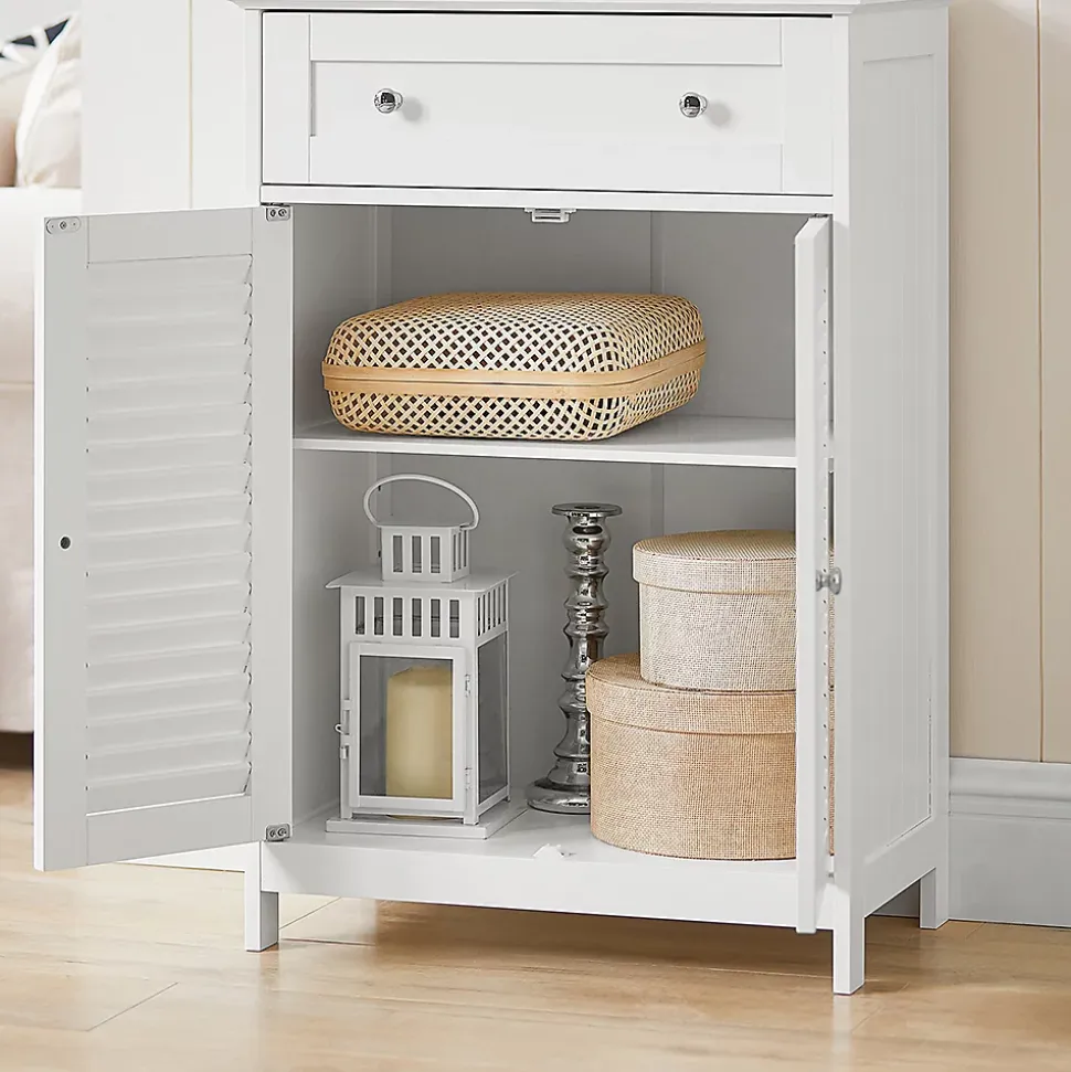 Meuble Bas de Salle de Bain Armoire Toilette Buffet Commode, FRG238-W, SoBuy