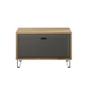Meuble bas d'entrée : Banc mélaminé - Chêne et Feutre - Naturel-Gris foncé - 79 - 51 - 42 cm