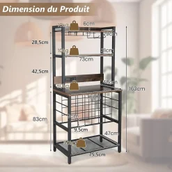 Meuble Casier à Vin aevc Station de Charge Intégrée, Porte-Bouteille pour 9 Verres et 24 Bouteilles, 162,5x48x76CM