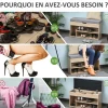 Meuble chaussures banc à chaussures 2 niveaux rangement, niche + coffre intégré avec coussin beige gris