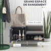 Meuble chaussures banc à chaussures style art déco placard niche banquette assise dossier PU acier doré panneaux gris