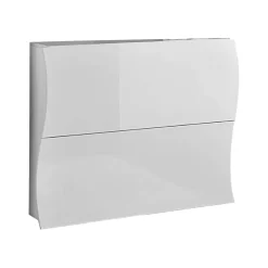 Meuble chaussures Dabayom, Armoire polyvalente avec 2 portes pliantes, 101x27h82 cm, Blanc brillant