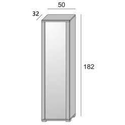Meuble chaussures Dcandel, Meuble d'entrée avec porte miroir, meuble à chaussures avec 7 Etageres, 50x32hx182 cm, Blanc et Ciment