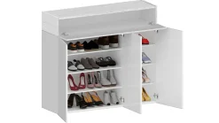 Meuble chaussures Dcanestrell, meuble à chaussures peu encombrant à 4 portes, 114x38h100 cm, effet mélèze blanc