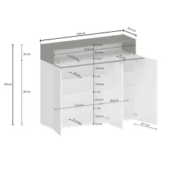 Meuble chaussures Dcanestrell, meuble à chaussures peu encombrant à 4 portes, 114x38h100 cm, effet mélèze blanc