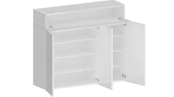 Meuble chaussures Dcanestrell, meuble à chaussures peu encombrant à 4 portes, 114x38h100 cm, effet mélèze blanc
