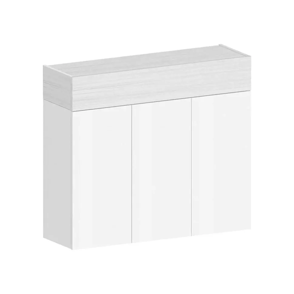 Meuble chaussures Dcanestrell, meuble à chaussures peu encombrant à 4 portes, 114x38h100 cm, effet mélèze blanc