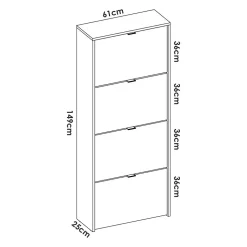 Meuble chaussures Dmurie, Meuble chaussures d'entrée peu encombrante, Meuble avec 4 portes pliantes, 61x25h149 cm, Chêne