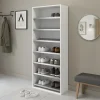 Meuble chaussures ouvert blanc 7 étagères GoodHome Atomia H. 187,5 x L. 75 x P. 35 cm