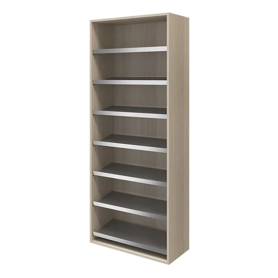 Meuble chaussures ouvert effet chêne 7 étagères GoodHome Atomia H. 187,5 x L. 75 x P. 35 cm