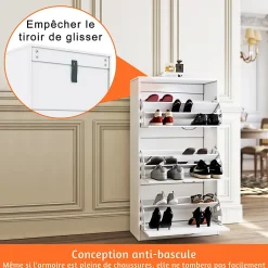 Meuble Chaussures SIRHONA 63x30x120 cm - Armoire Grande capacité Rangement