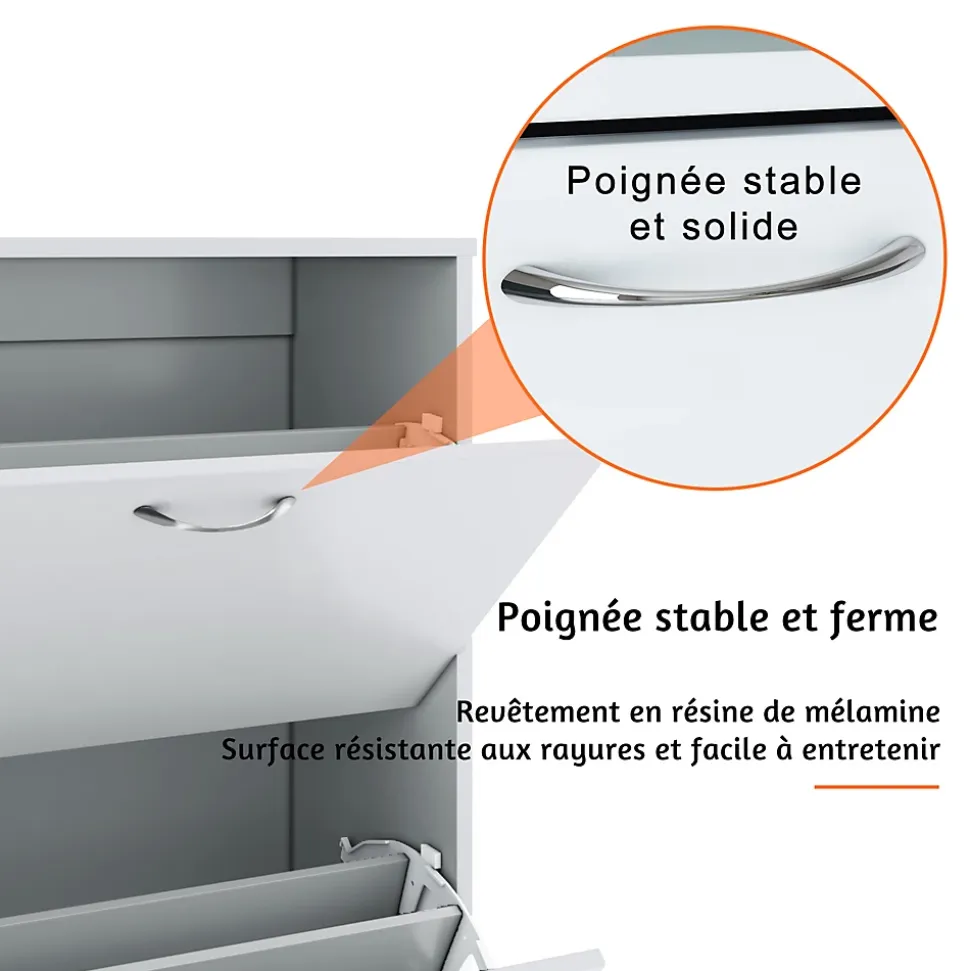 Meuble Chaussures SIRHONA 63x30x120 cm - Armoire Grande capacité Rangement