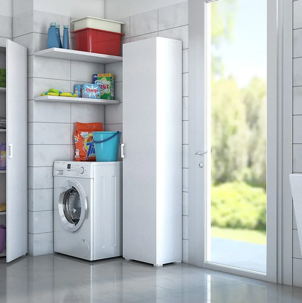 Meuble Colonne Polyvalent 45Cm Avec Porte Et Poignée Blanc