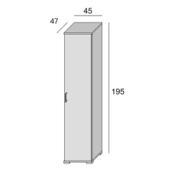 Meuble Colonne Polyvalent 45Cm Avec Porte Et Poignée Blanc