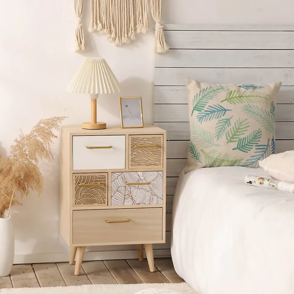 Meuble Commode Polyvalent en Bois Clair avec 5 Tiroirs