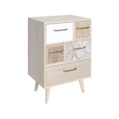 Meuble Commode Polyvalent en Bois Clair avec 5 Tiroirs