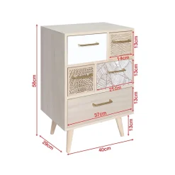 Meuble Commode Polyvalent en Bois Clair avec 5 Tiroirs