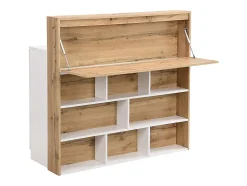 Meuble de bar avec 2 portes et 1 tiroir en MDF - Blanc et Naturel - LAMONIA
