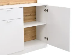 Meuble de bar avec 2 portes et 1 tiroir en MDF - Blanc et Naturel - LAMONIA