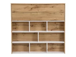 Meuble de bar avec 2 portes et 1 tiroir en MDF - Blanc et Naturel - LAMONIA