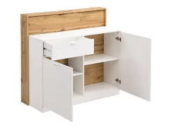 Meuble de bar avec 2 portes et 1 tiroir en MDF - Blanc et Naturel - LAMONIA