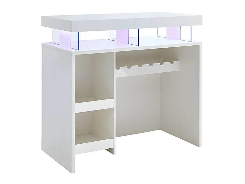 Meuble de bar avec LEDS en MDF blanc laqué - FABIO II