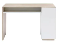 Meuble de bar avec rangements - Blanc et naturel - ANOSKI