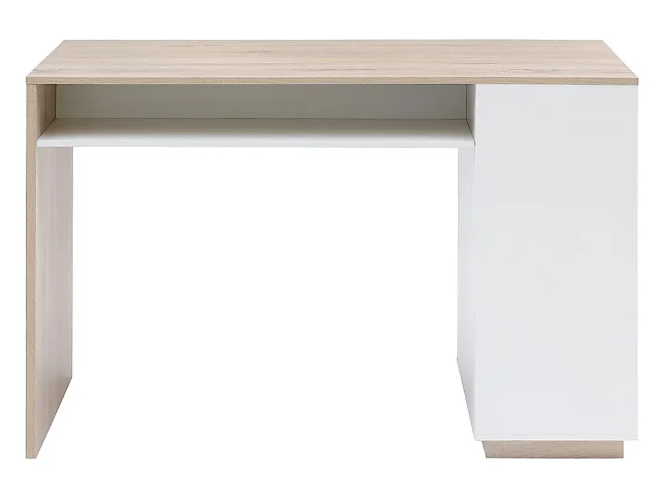 Meuble de bar avec rangements - Blanc et naturel - ANOSKI