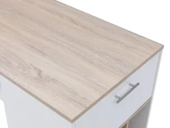 Meuble de bar avec rangements - Blanc et naturel - ANOSKI