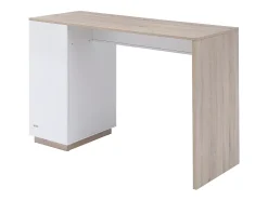Meuble de bar avec rangements - Blanc et naturel - ANOSKI