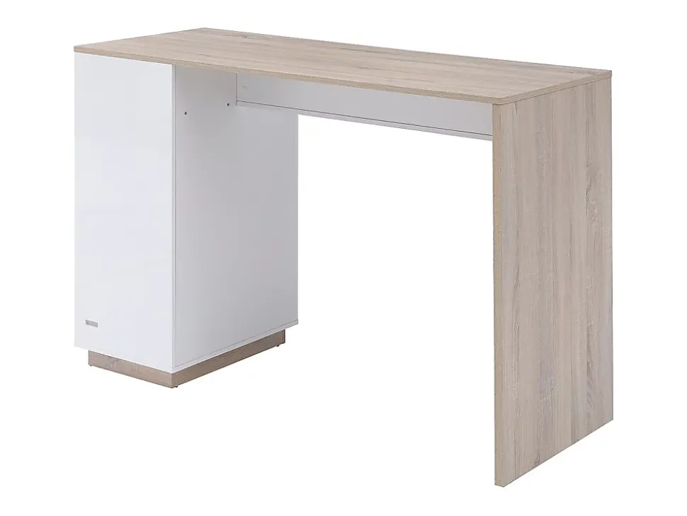 Meuble de bar avec rangements - Blanc et naturel - ANOSKI