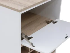 Meuble de bar avec rangements - Blanc et naturel - ANOSKI