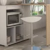 Meuble de bar pivotant avec rangements - Naturel et blanc - SATURNE