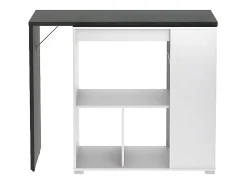 Meuble de bar pivotant avec rangements - Blanc et anthracite - SATURNE