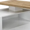 Meuble de bar pivotant avec 2 portes, 1 tiroir et 1 niche en MDF - Blanc laqué et Naturel - ELDIR