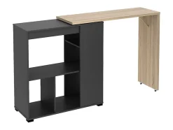 Meuble de bar pivotant avec rangements - Naturel et anthracite - SATURNE