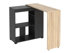 Meuble de bar pivotant avec rangements - Naturel et anthracite - SATURNE
