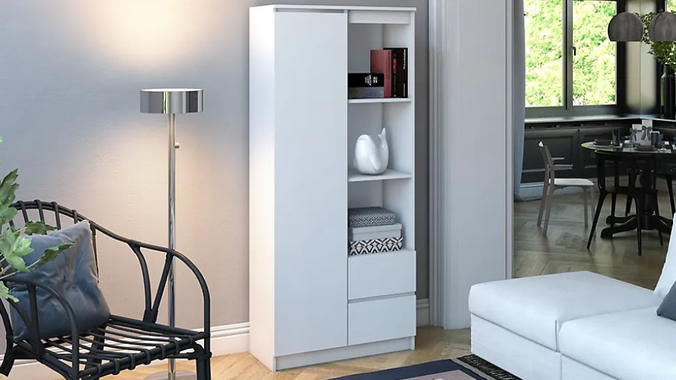 Meuble de rangement 7 casiers-2tiroirs bureau-salon-chambre 30x60x180 - Bibliotheque-LIVORNO