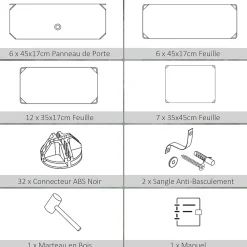 Meuble de rangement à chaussures modulable 6 casiers rectangulaires empilables - noir et blanc