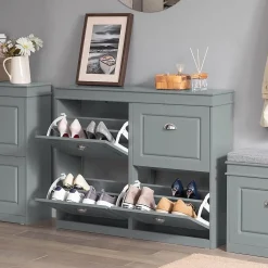 Meuble de Rangement à Chaussure Meuble d'entrée 4 abattants, FSR79-HG, SoBuy