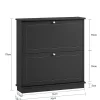 Meuble de Rangement à Chaussures,Commode à Chaussures avec 2 abattants,Noir,FSR99-SCH,SoBuy