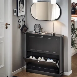Meuble de Rangement à Chaussures,Commode à Chaussures avec 2 abattants,Noir,FSR99-SCH,SoBuy