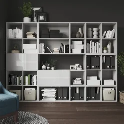 Meuble de rangement avec tiroirs blanc GoodHome Atomia H. 187,5 x L. 262,5 x P. 37 cm