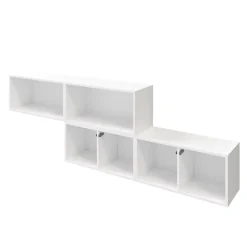 Meuble de rangement avec portes blanc et anthracite brillant GoodHome Atomia H. 75 x L. 226 x P. 37 cm