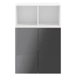 Meuble de rangement blanc portes battantes anthracite brillant GoodHome Atomia H. 112,5 x L. 75 x P. 37 cm
