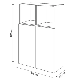 Meuble de rangement blanc portes battantes anthracite brillant GoodHome Atomia H. 112,5 x L. 75 x P. 37 cm