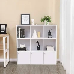 Meuble de Rangement Blanc 9 Cases avec 3 Portes - L97,5 cm