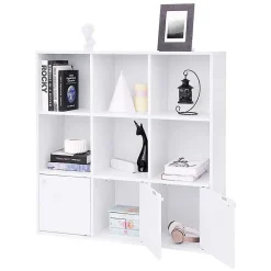 Meuble de Rangement Blanc 9 Cases avec 3 Portes - L97,5 cm